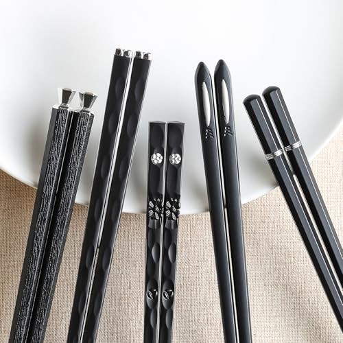 Image of HIWARE 10 Pairs Fiberglass Chopsticks - Reusable Chopsticks Japanese Style Dishwasher Safe, 9 1 /2 Inches