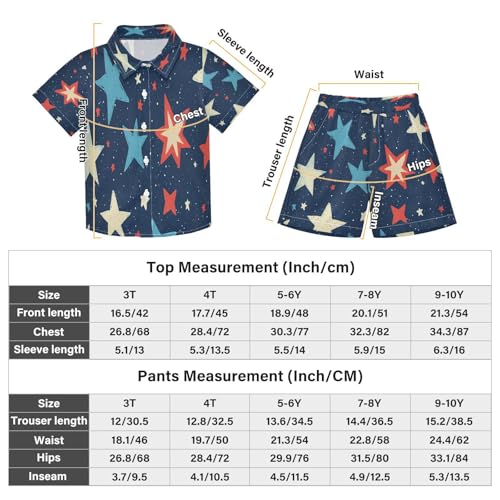 Boccsty Red White Blue Star Boy Summer Shorts Sets Hawaiian Toddler Boys T-Shirt & Pants 2 Pcs 3T3