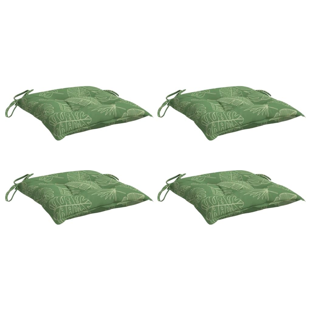 vidaXL Cojines para Silla 4 uds Tela Estampado de Hojas 50x50x7 cm