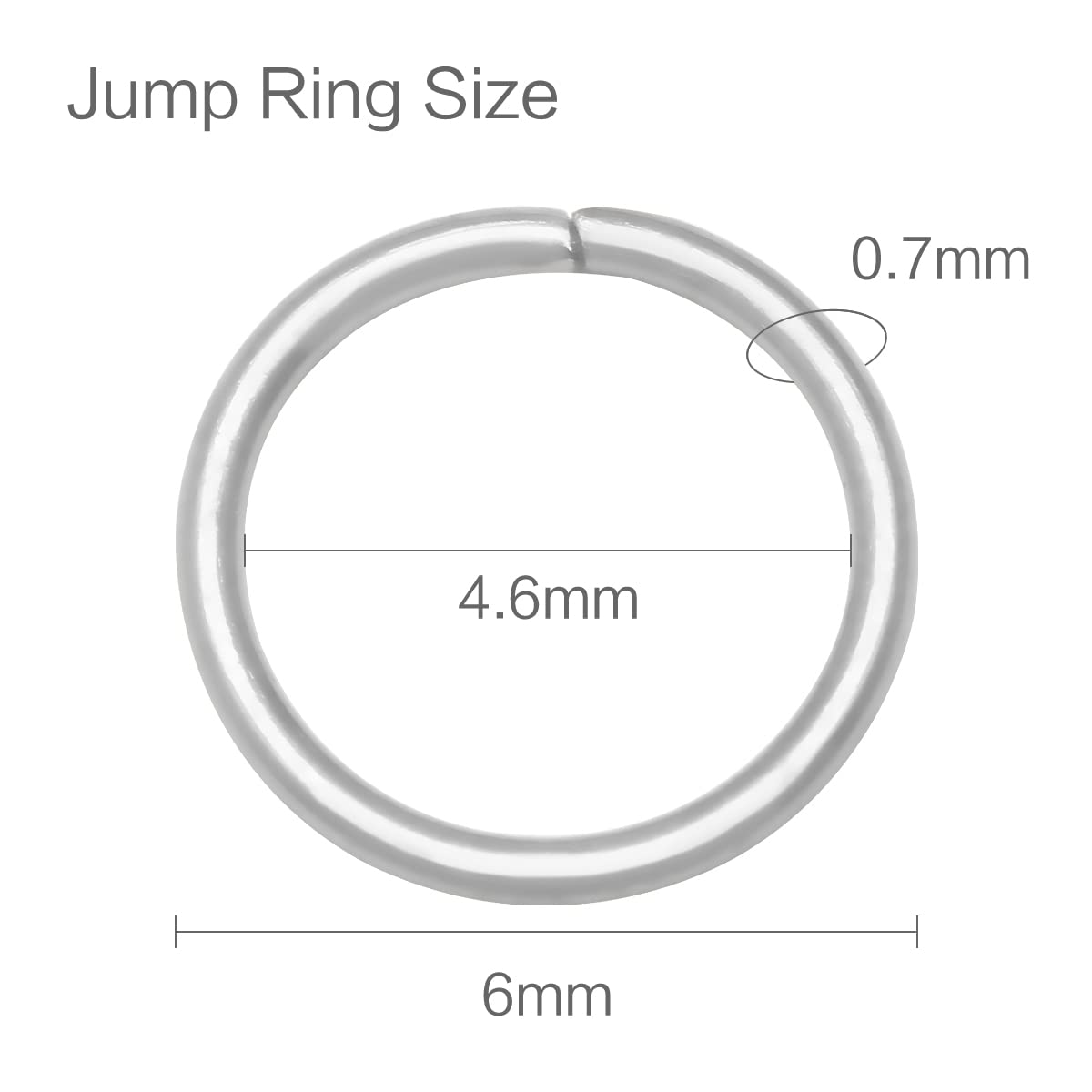 Jepeux 600Pcs 6mm Silver Open Jump Ring, Used for Key Chain, Jewelry Making, Necklace Maintenance and Earring Decoration DIY Process Open Jump Ring (600Pcs)