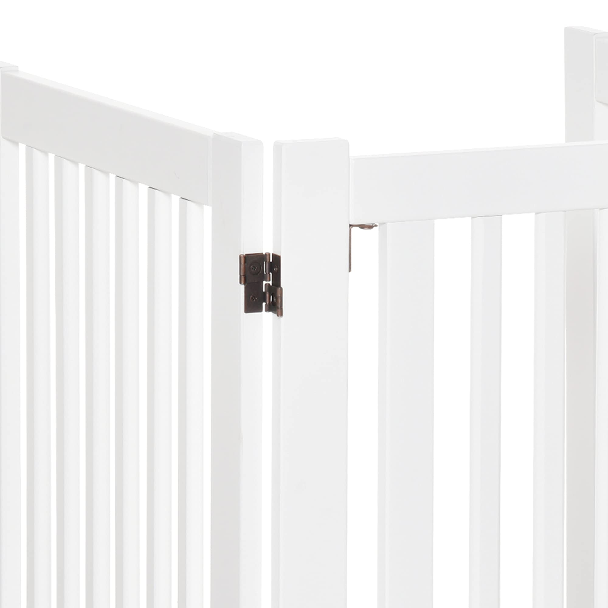 PawHut Barrière de sécurité Chien barrière modulable Pliable avec Porte verrouillable intégrée 155 x 35,5 x 76 cm MDF Blanc