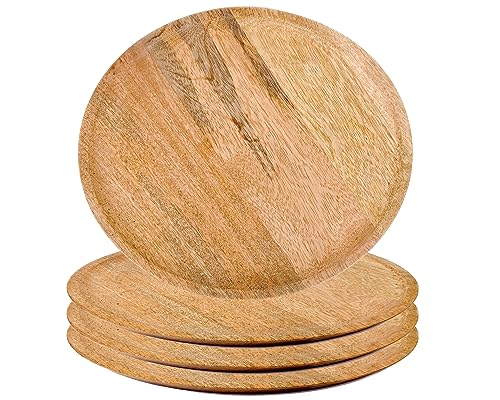 Alpha Living Home Round Wood Chargers Plates 11 Inch Natural Wood...