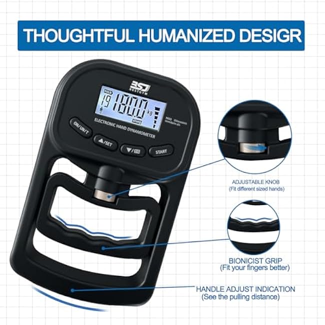 Hand Grip Strength Tester Trainer, 396lbs/180kg Hand Grip Dynamometer with LCD Display, Ideal for Sports, School, and Home Use(Battery Version)