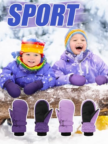 Image of Newcotte 6 Pairs Winter Ski Mittens Kids Waterproof Warm Snow Gloves for Boys Girls Cold Weather Outdoor Activities