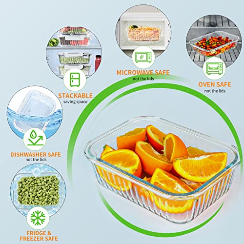 Komuee 5 Packs 36 Oz Glass Food Storage Containers, Glass Meal Prep Containers With Lids, Airtight Glass Lunch Bento Boxes, Bpa Free, Leak Proof, Microwave, Oven, Freezer And Dishwasher Friendly,White #TOP4