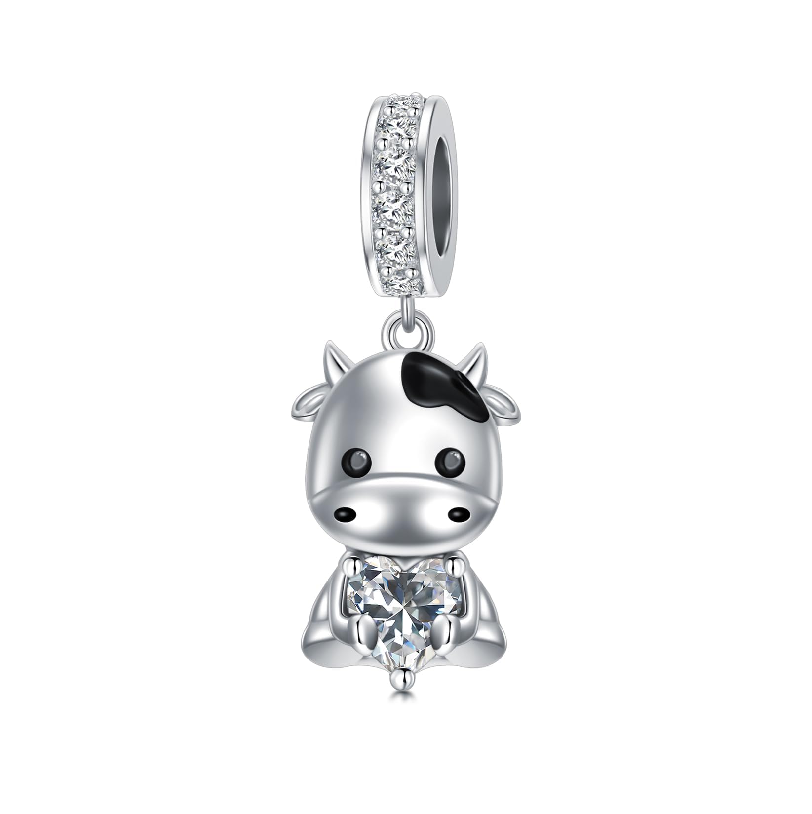 Abalorio de vaca de plata 925 ROMANTICWORK con piedra natal para pulsera elegante 5