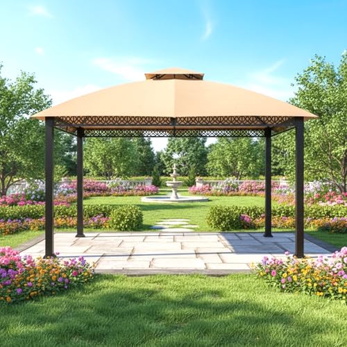 Garden Winds Reinforced Replacement Canopy Top Cover Compatible with The A101014701 Clarkson V2 Fabric Top 10' x 12' Gazebo - Classic Sand, Riplock 350 by Garden Winds - Image 2