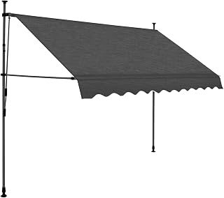 Homgoday Einziehbare Markise mit LED Beleuchtung 250 cm Anthrazit, wasserdicht, für Balkon oder Garten 145865