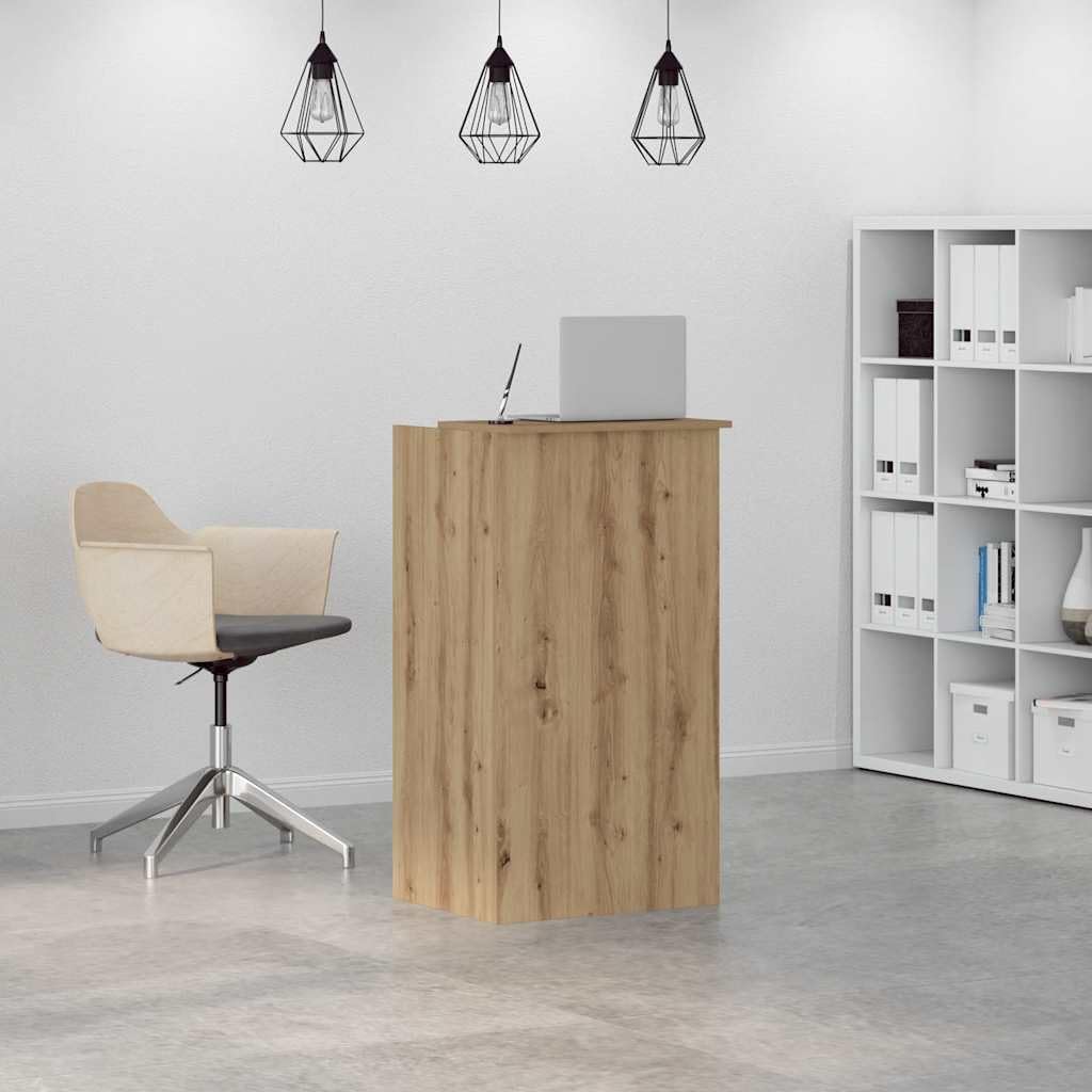Bancone da ricevimento in rovere Artisan, 55 x 50 x 103,5 cm, con ripiano, spazio e banconi, segretario versatile per ufficio, casa, studio, ergonomico e salvaspazio