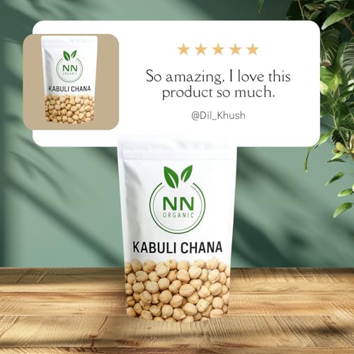 Image of Kabuli Chana 1kg | White Chickpeas, Natural Dried Garbanzo Beans | NNorganic Organic Chana Pack
