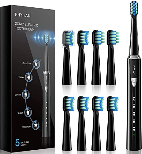 Spazzolino Elettrico Sonico Spazzolino Denti - PHYLIAN Spazzolino Elettrico Ricaricabile, Spazzolini...