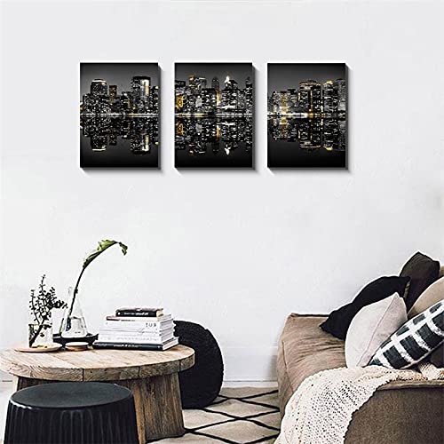 Gebouw schilderij ingelijste wooncultuur - glinsterende New York Cityscape poster en prints muurkunst schilderij klaar… - Image 4