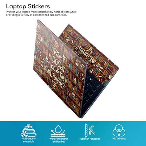 Image of Galaxsia Library Quote Top+Wrist Pad Vinyl Laptop Skin /Sticker /Cover Upto 15.6 Inches Laptops Laminated-Removable-HD Quality Compatible for Hp-Dell-Sony-Lenovo-Asus etc.(15x10 Inches)