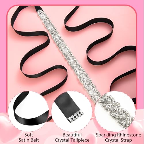 Bridal Sash Belt with Rhinestones - Sparkly Adjustable Wedding Belt for Bride, Plus Size Crystal Dress Belt for Wedding Dress, Bridesmaid, Special Occasion3