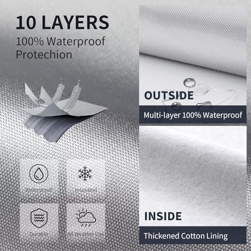 Image of GMC Sierra Truck Cover Custom Fit 2002-2018 Regular Cab Long Bed(8.15') with Door Zipper, 10 Layers Outdoor Heavy Pickup Truck Cover Waterproof All Weather, Wind Dust Sun Protector.