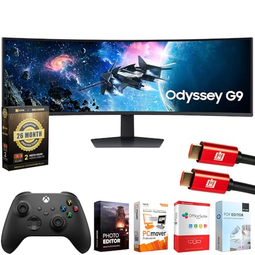 Image of Samsung 49 inch Odyssey G9 G95C DQHD 240Hz Curved Gaming Monitor Bundle with Microsoft Wireless Controller, Elite Suite 18, 2X HDMI Cable and Deco Gear CPS 26 Month Protection Pack (Beach-CPS- 26M1500)