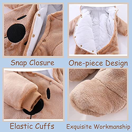 BOZWELL Newborn Baby Cartoon Bear Snowsuit Infant Jumpsuit Footie Romper Winter Coat Romper4