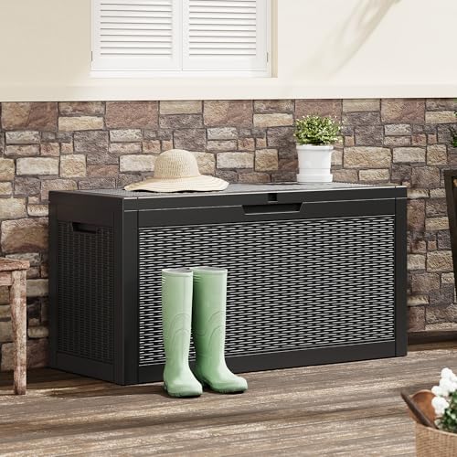 Image of NUNU LAB Outdoor Storage Box 60 Gallon,Package Delivery Box for Outside, Parcel Drop deck boxes waterproof, Lockable Lid Porch Storage Bin For Package Delivery,Patio,House, Curbside