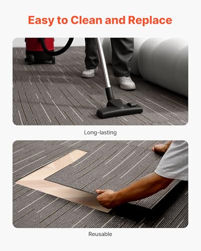Image of VEVOR Carpet Tiles Reusable 24x24 inch, 24 PCS Modular Carpet Square Rug, Commercial Floor Soft Padded for Seamless Cover 96sq.ft, Easy DIY for Living Room Bedroom Office Indoor,Dark Brown