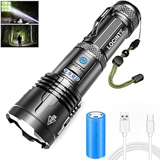 LOCINTE Torches LED Super Bright, 8000 Lumens Rechargeable Torch XHP99 , USB Tactical Flashlight with 5000mAh Battery, for Dog Walking, Camping, Hiking, Emergencies