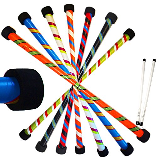 Flames 'N Games Twister Ensemble de Bâtons de Diable Pro (Vinyle Déco 3 Couleurs) + Silicone Enduite Baguettes en Fibre! Jonglerie Bâtons 4 Débutants et Pro! (Blanc / Vert / Rouge)