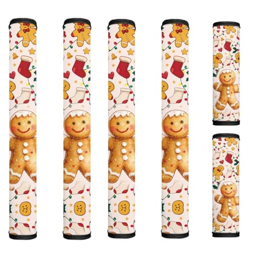 Image of Gingerbread Man Refrigerator Door Handle Covers Anti-Static Stains Kitchen Appliance Protective Gloves Anti-Slip Decor for Ovens Dishwashers Microwave Stove Christmas Decor