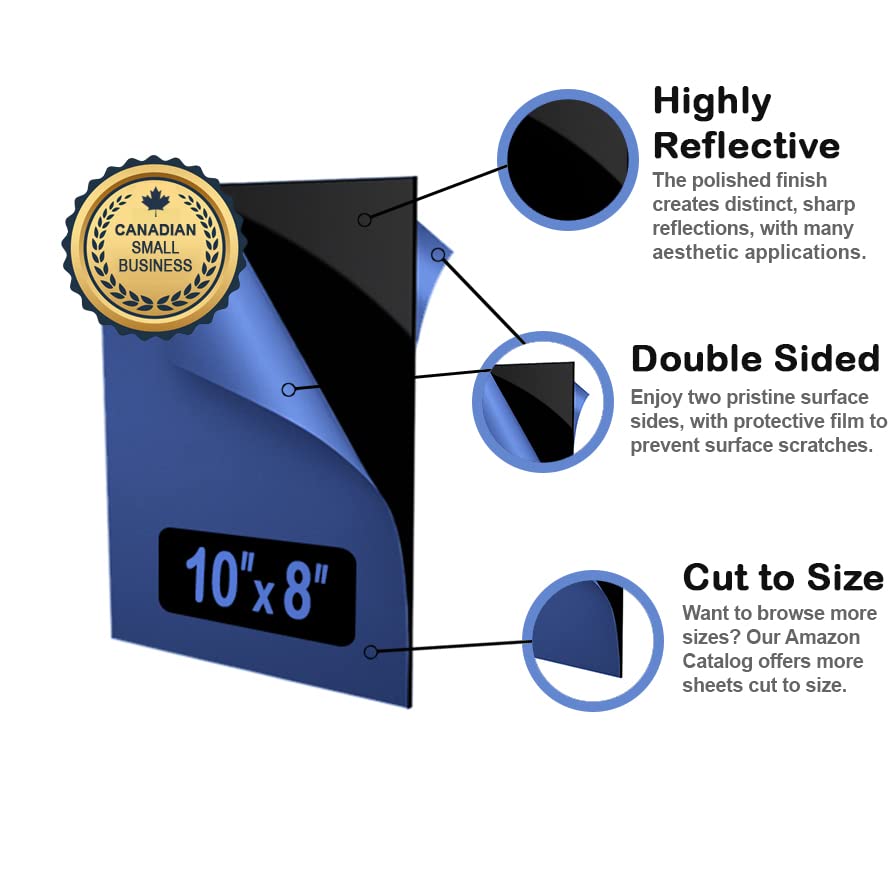 Miniatura 4 de Hoja de acrílico negro de 10 x 8 pulgadas, panel de plexiglás opaco de 0.118 in de grosor para fotografía, manualidades, letreros, vitrinas