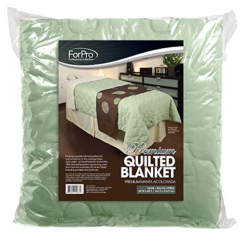 ForPro Premium Quilted Blanket, Sage, Lightweight, Wrinkle-Resistant, For Massage Tables, Beds, And Sofas, 58” W X 85” L