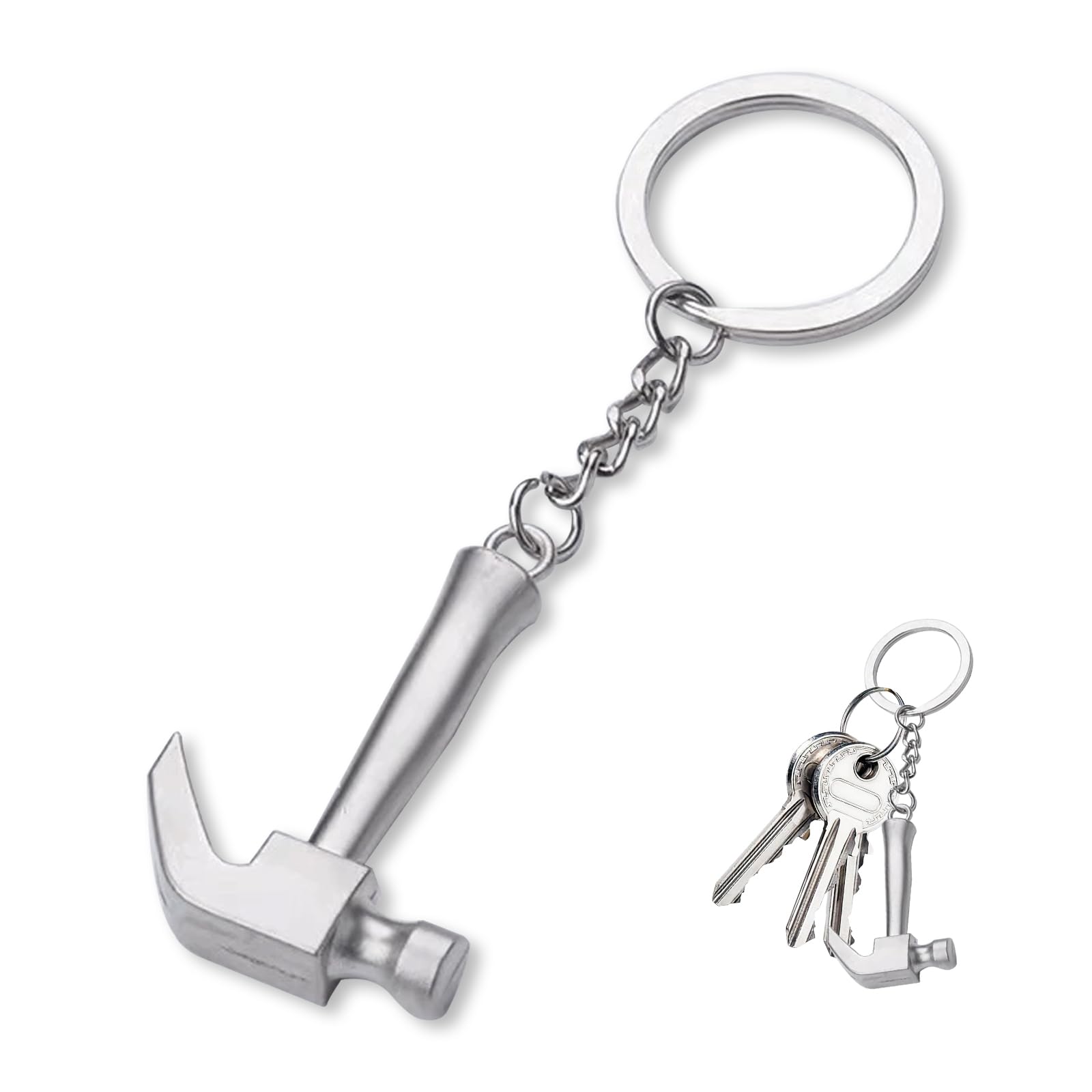 Hammer Keychain Tiny Construction Ornament for Engineers Car Key Stick Figure Tool Creative Metal Chain Pendant Unique Present for Men