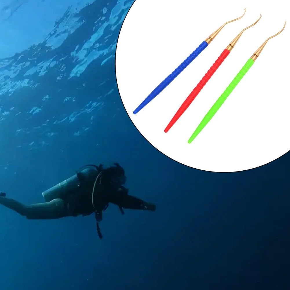 Juego de 3 púas y ganchos, mango removedor de juntas tóricas, ganchos de latón para extractores, kit de herramientas de reparación de buceo