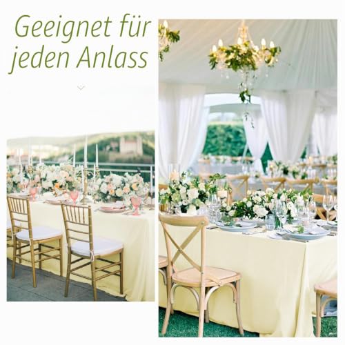1 Packung beige Polyester-Tischdecke für 1,8 m große rechteckige Tische, 153 x 260 cm Polyester-Stoff-Tischdecke, knitterfrei, waschbar… – Ansicht 5