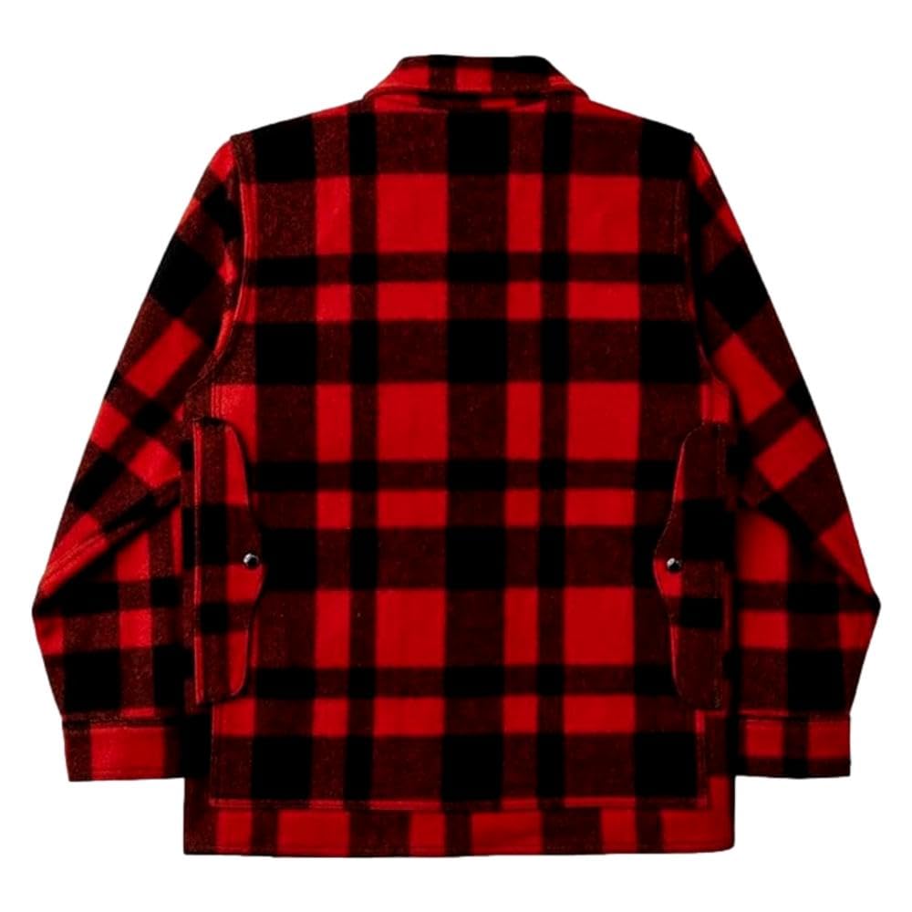 Filson Mackinaw - Giacca da uomo in lana, motivo scozzese rosso/nero