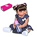 Decdeal 22 Inch Reborn Babys Babypuppe Silicone Ganzkörper naturgetreu Niedliche Badepuppen Baby-Mädchen-Puppe Kleinkinder mit Magnetischer Schnuller Kaninchenspielzeug Zuführflasche