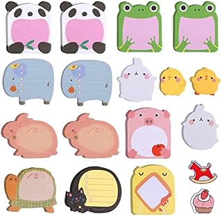 VIKSAUN 18 pcs Cute Sticky Notes Set, Mini Sticky Notes, Cartoon Sticky Notes Self Sticky Notes Cute Animals Shaped Sticky Notes for Students Home Office (18 pcs)