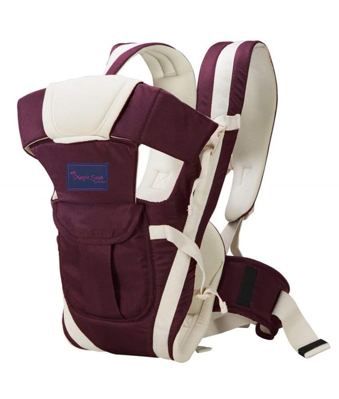Kids 4-in-1 Adjustable Baby Carrier Cum Kangaroo Bag/Baby Carry Sling/Back/Front Carrier with Safety Belt and Buckle Straps for 0-18 Months (Brown-Cream)-image-19