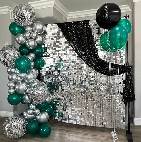 Image of Shimmer Wall Backdrop - 48pcs Decorations Panel | Wedding, Birthday, Anniversary, Engagement & Bridal Shower Party Decor Panel (Silver)