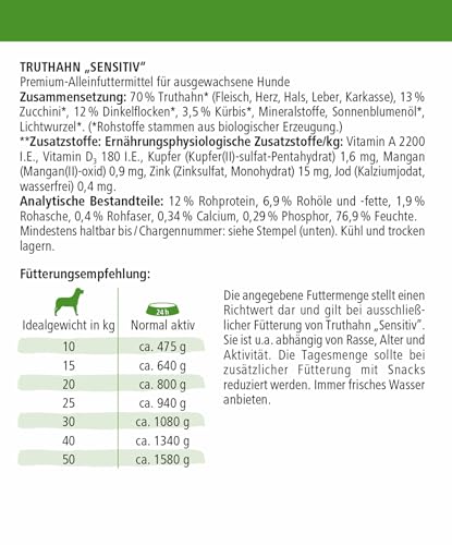 defu Hundefutter | 6 x 800 g | Bio Truthahn Sensitiv | Premium Bio Nassfutter Menü | Alleinfuttermittel für Hunde
