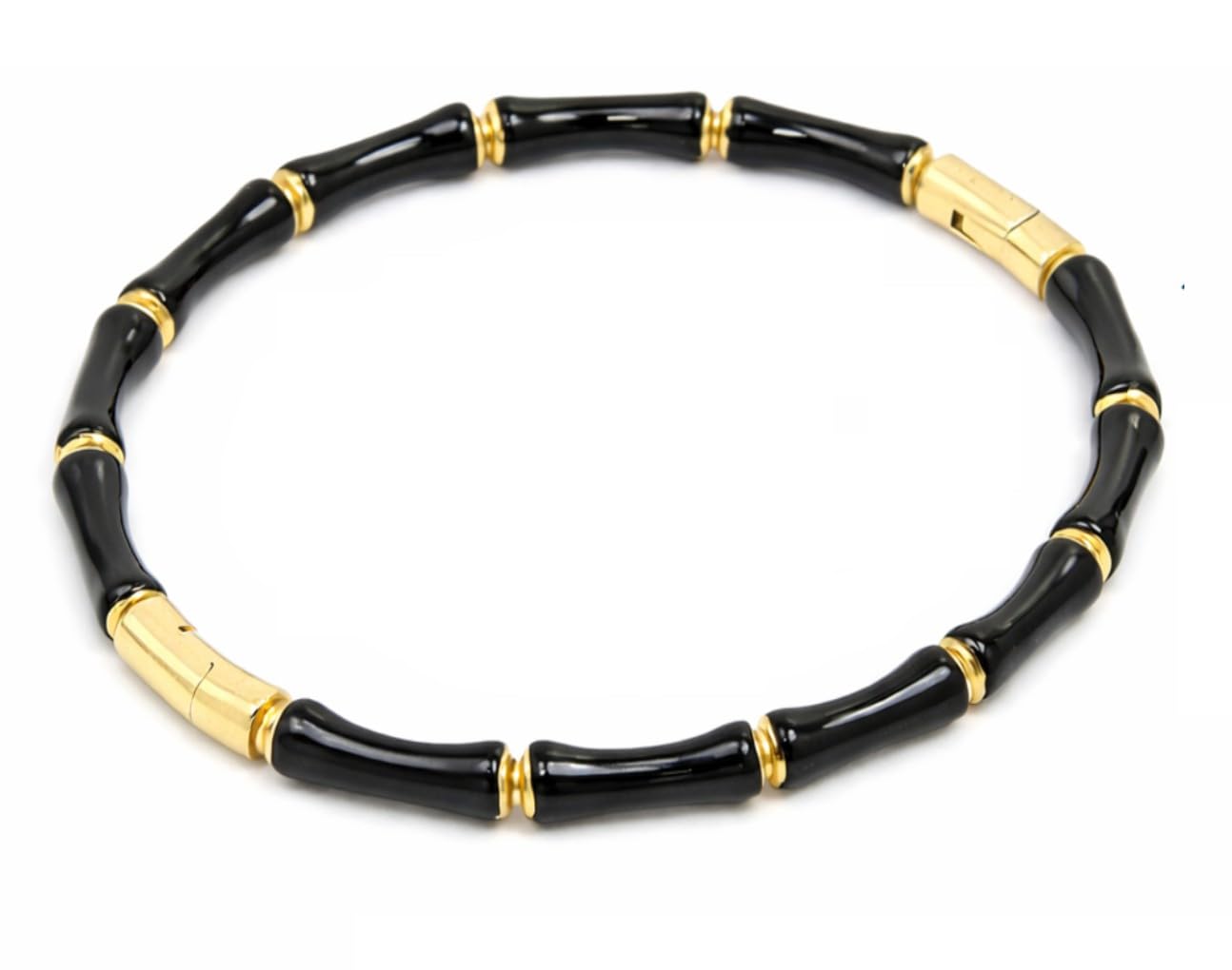 Black Bamboo Evil Eye Gold Plated Stainless Steel Cuff Bracelet for Women | Nazar Bangle | Waterproof & Anti-Tarnish | Stylish Gift for Women