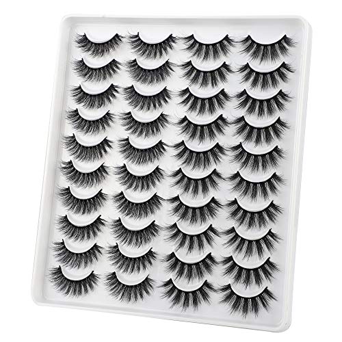 Jimire 20 Pairs False Eyelashes 2 Styles Mixed Fluffy Eyelashes Natural Volume Wispy Faux Mink Lashes Pack #TOP4