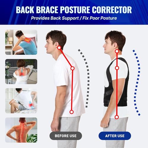 Image of Adjustable Posture Corrector for Men Women - Premium Upper Back & Shoulder Brace, Ergonomic Posture Corrector Belt for Work From Home, Office & Long Sitting