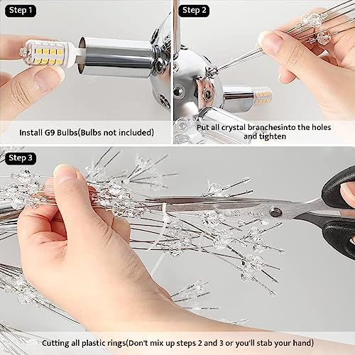 Vikaey Chandeliers Ceiling Light, 8-Light Modern Chorme Fireworks Led Ceiling Lamp, Crystal Chandeliers Light for Bedroom Kitchen Dinning