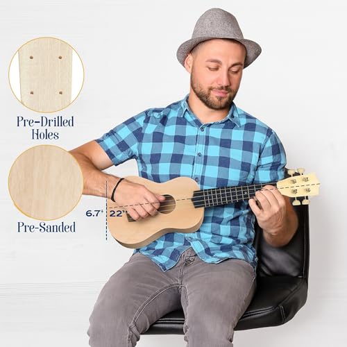 Image of DIY Ukulele Kit - Build Your Own Guitar with 21-Inch Soprano Ukelele Kit, Includes 33 Pieces Make Your Own Ukulele Acoustic Guitar DIY Projects (Pack of 2)
