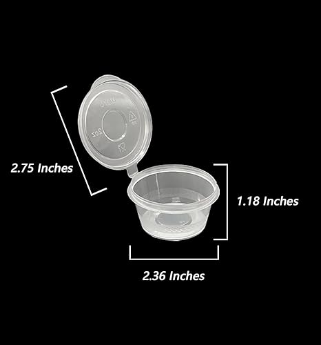 Miniatura 2 de Vasos de plástico para soufflé, desechables transparentes a prueba de fugas con tapa con bisagras, se utilizan para varias salsas, muestras de