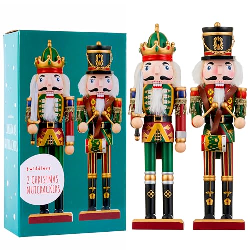 THE TWIDDLERS 2 Große Nussknacker Weihnachtsfiguren aus Holz, 30cm -...