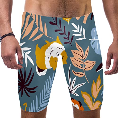 Traje de baño de natación largo tipo jammer con estampado original de perro para hombre