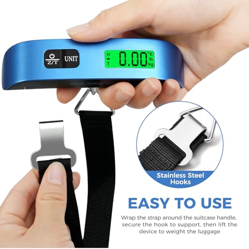 Image of BAGAIL Digital Luggage Scale, 110lbs Hanging Baggage Scale with Backlit LCD Display, Portable Suitcase Weighing Scale, Travel Luggage Weight Scale with Hook, Strong Straps for Travelers