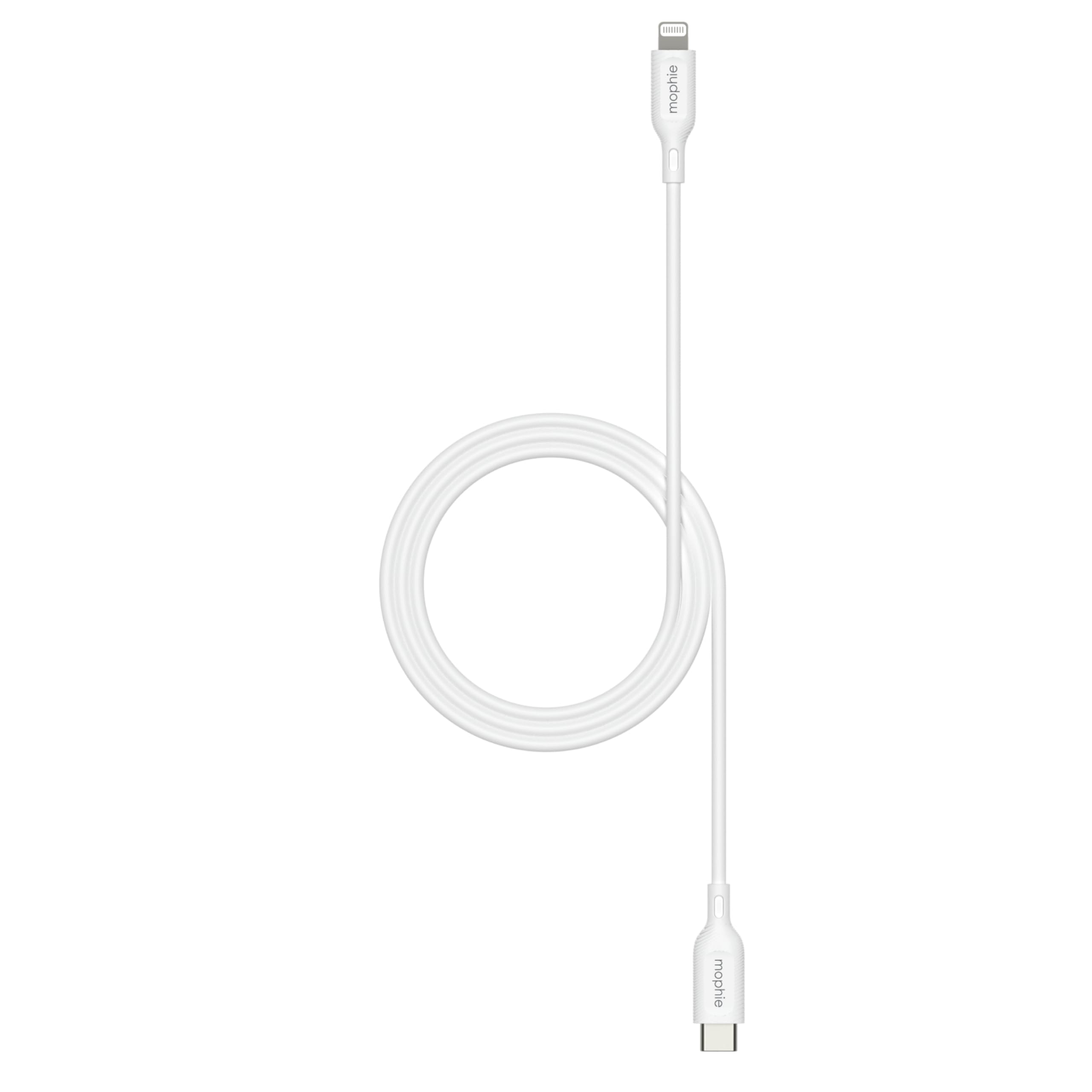 ZAGG mophie Essentials Lightning to USB-C Fast Charger and Data Transfer Cable, PVC, Long-Lasting, Heavy-Duty, 60W, 1m, White