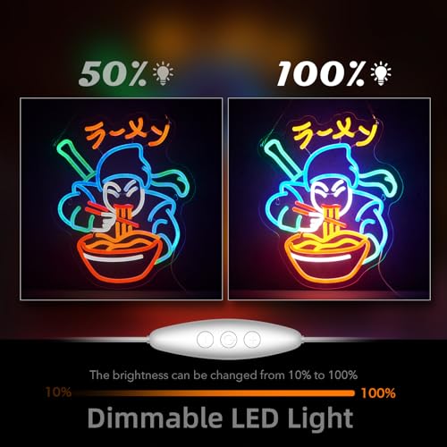 Image of Ramen Neon Sign Ninja Ramen Neon Sign for Wall Decor Japanese Food USB Dimmable LED Neon Lights for Beer Bar Kitchen Restaurant Home Pub Party Man Cave Club Shops Hotel Store Business Gift