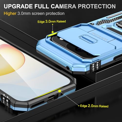 Image of Polycarbonate Slide Camera Cover with Ring Holder Mobile Phone Back Cover for Google Pixel 9 (Blue)