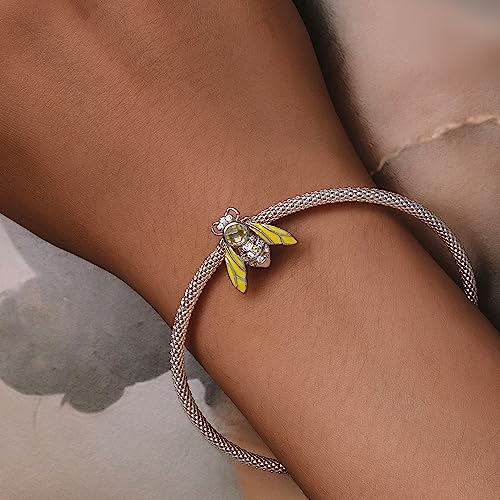 Abalorios de abeja y cuentas de cristal amarillo para pulseras DIY 4